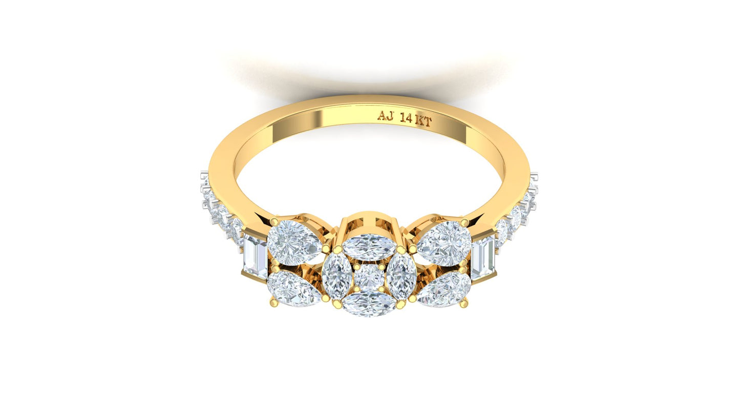 Two-Tone Multi-Baguette Diamond Cluster Ring