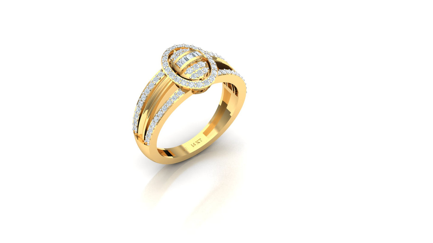 Two-Tone Oval Open Frame Pave Diamond Ring