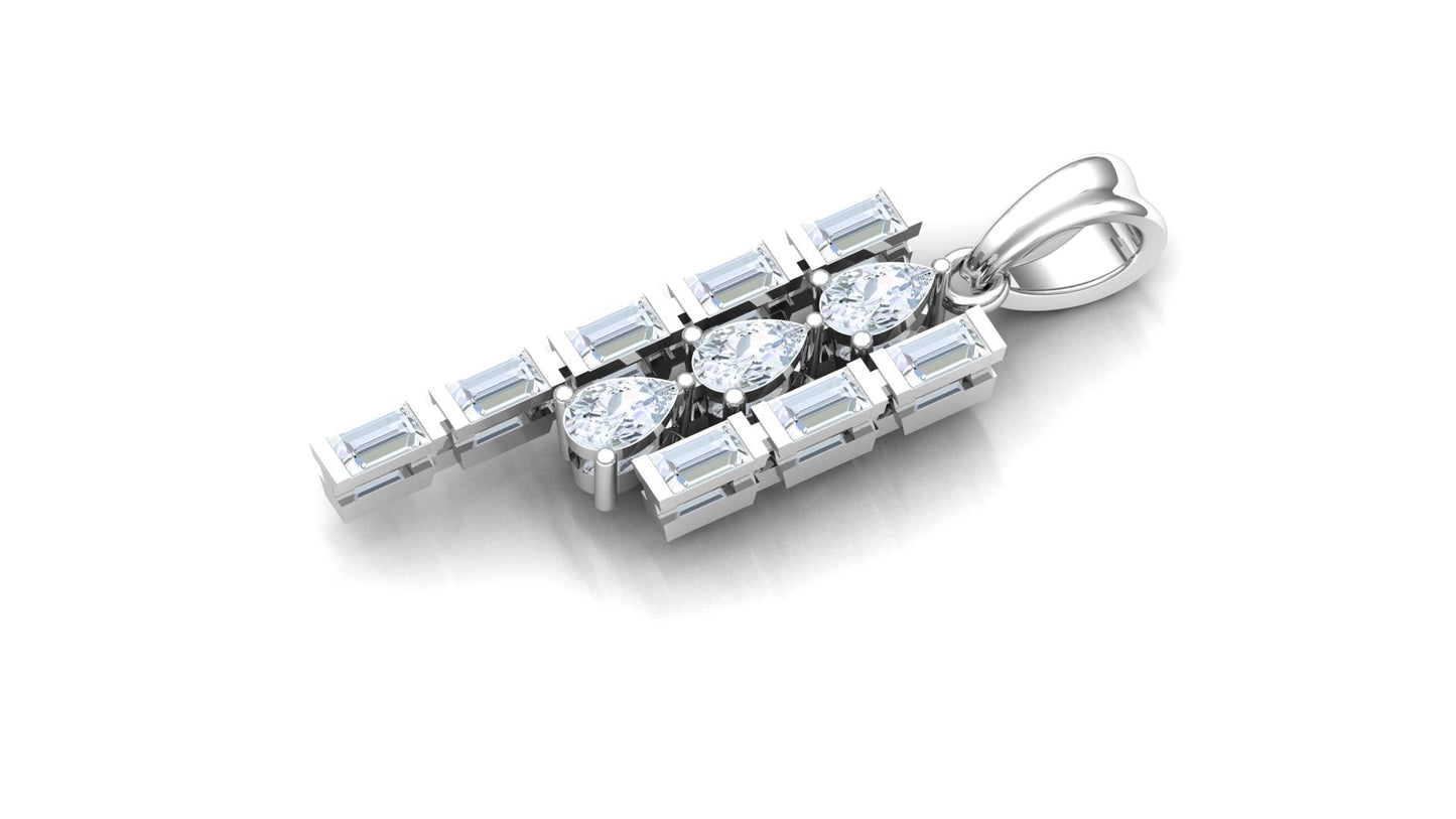 Elegant Cascading Square CVD Diamond Pendant