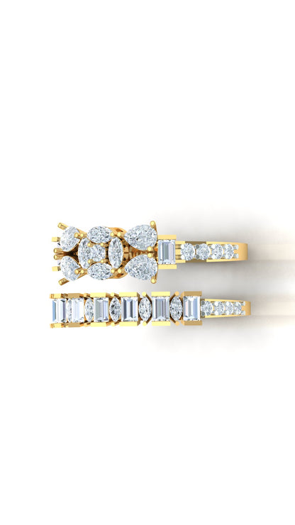 Yellow Gold and Diamond Cluster Flower Ring