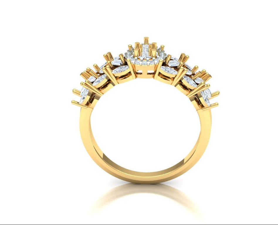 CVD Diamond Five-Stone Marquise Cluster Band Ring