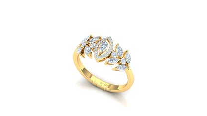 Two-Tone Multi-Layered Diamond Cluster Ring