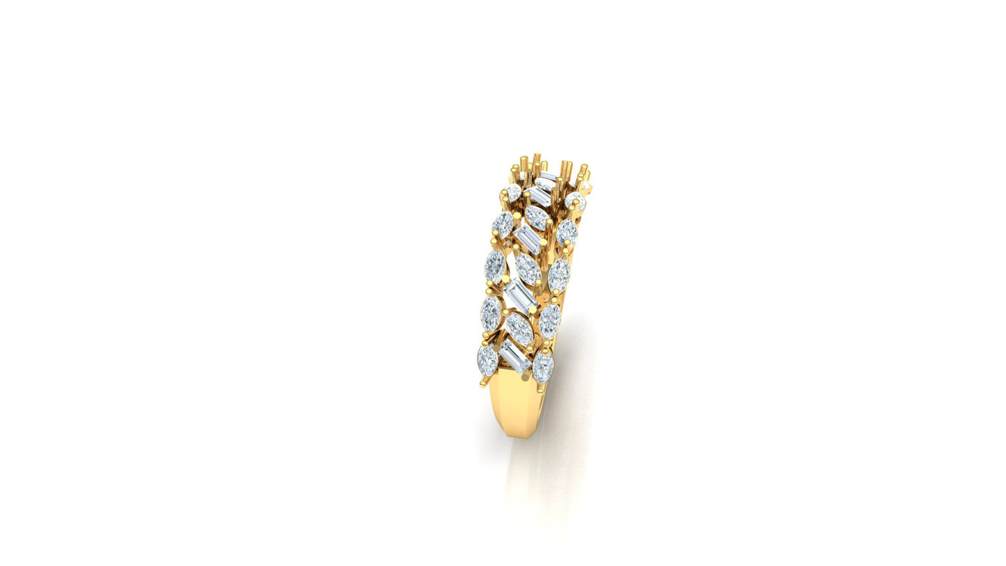 CVD Diamond Horizontal Marquise Cluster Band Ring