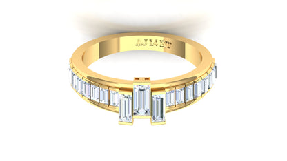 Two-Tone Horizontal Baguette Diamond Cage Ring