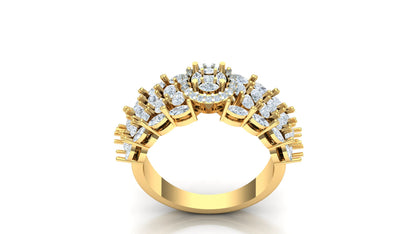 Diamond Wide Floral Cluster Dome Ring