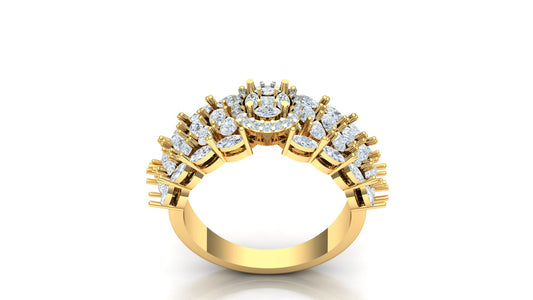 Diamond Wide Floral Cluster Dome Ring