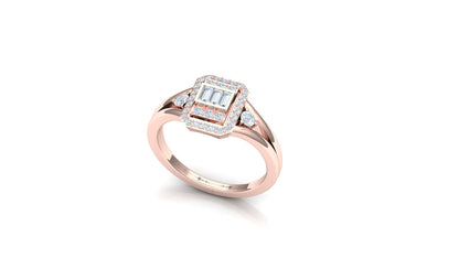 Yellow Gold Geometric Halo Diamond Statement Ring