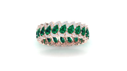 Emerald & Diamond Floral Cluster Huggie Hoop Earrings