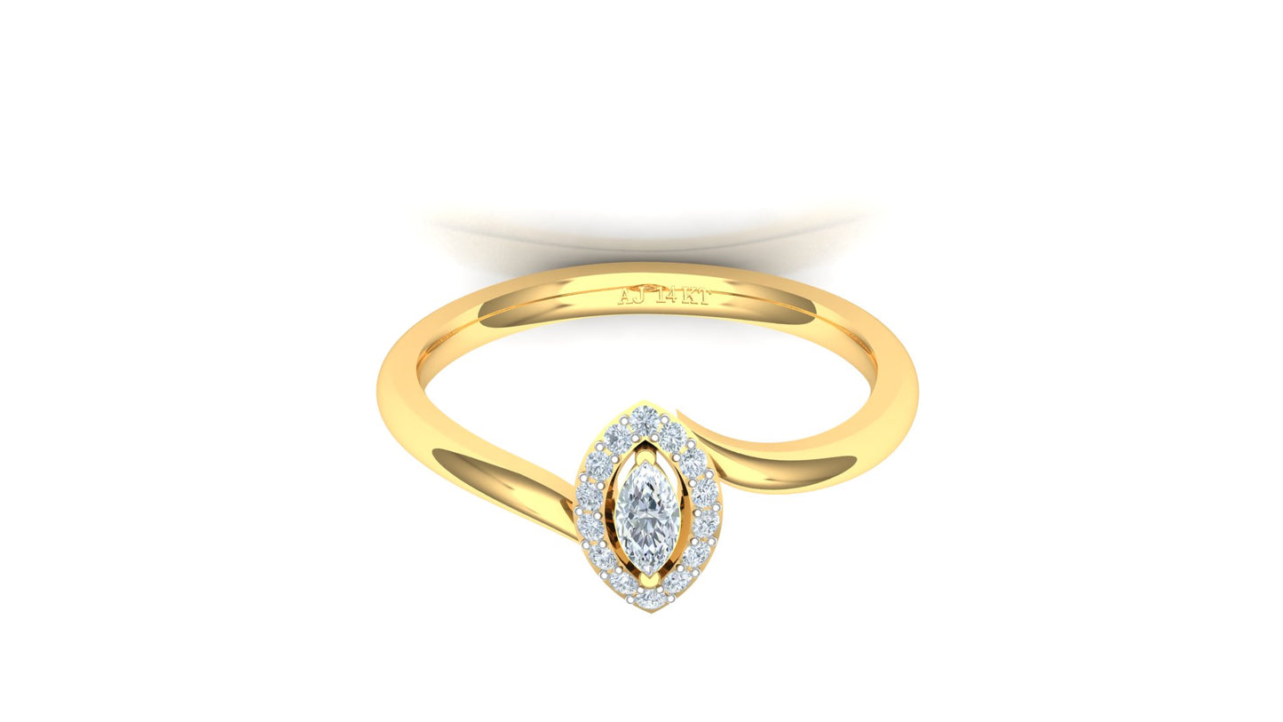 Two-Tone Pave Heart Accented Diamond Ring