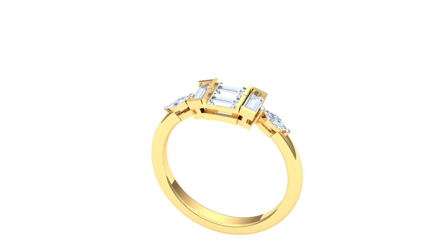 Two-Tone Six-Stone Baguette & Princess Cut Diamond Ring