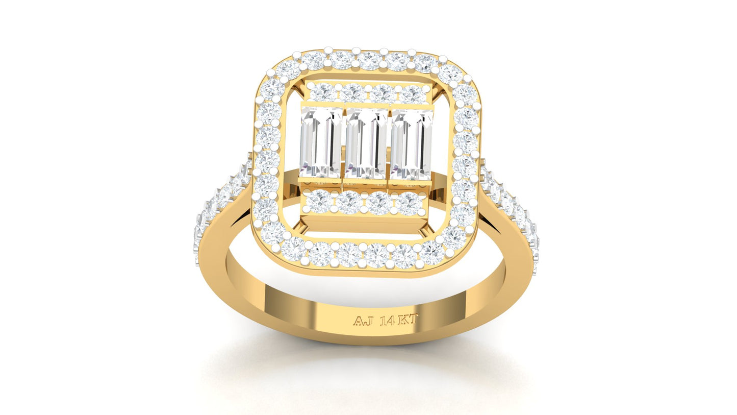 CVD Diamond Double Halo Square Cluster Ring for Women