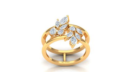 Yellow Gold Asymmetrical Kite Cluster Diamond Ring