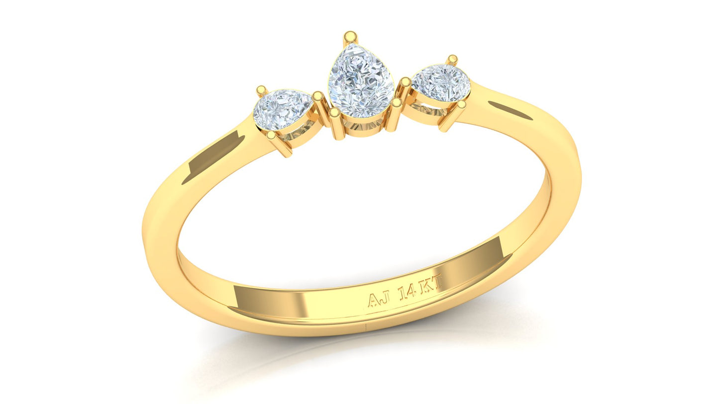 Two-Tone Three-Stone Marquise Diamond Bypass Ring