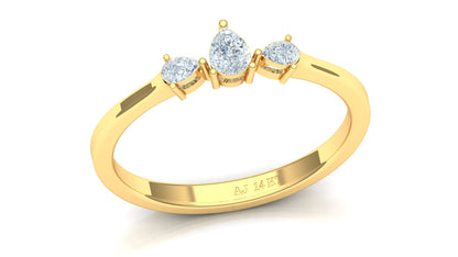 Two-Tone Three-Stone Marquise Diamond Bypass Ring