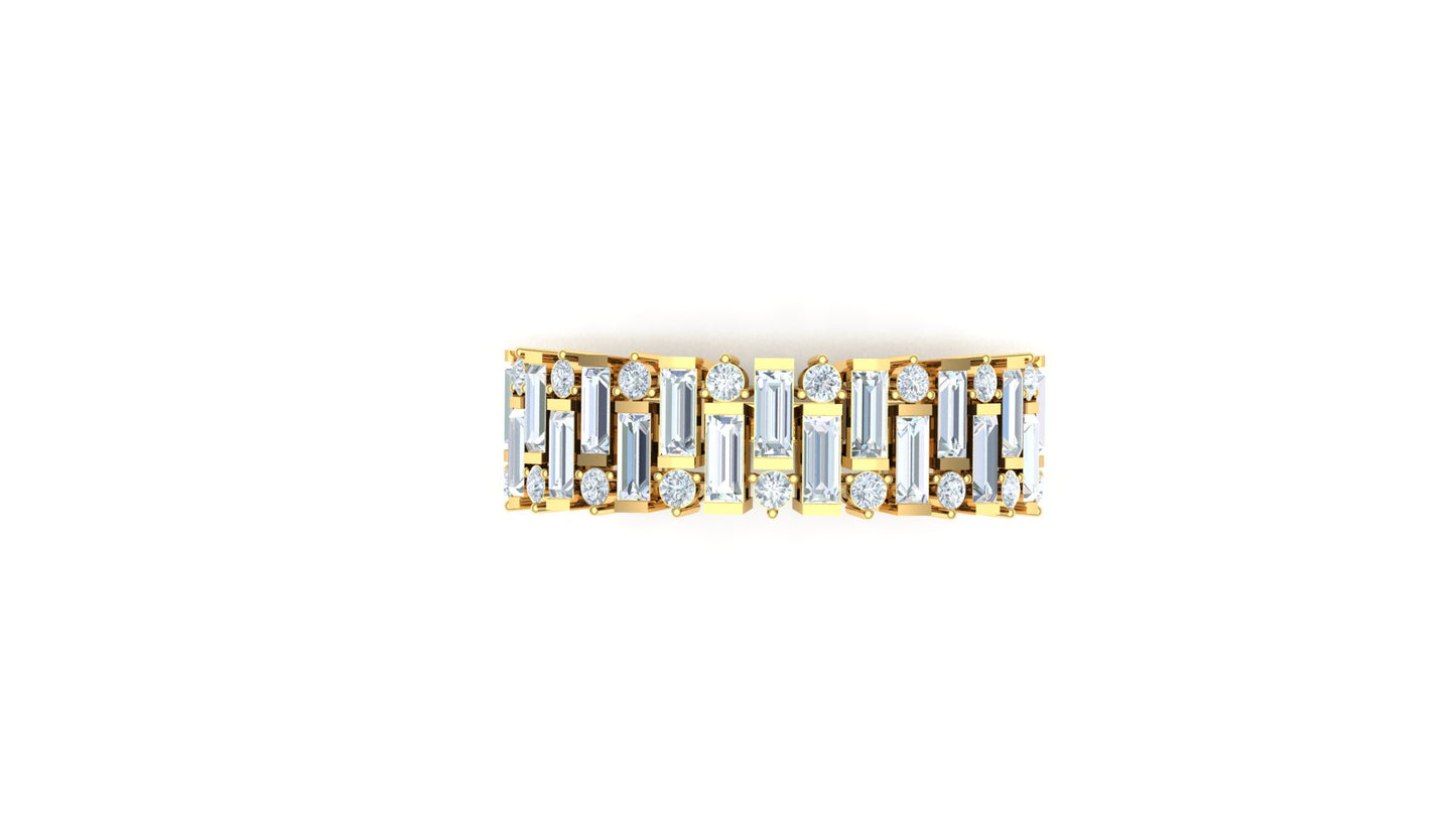Two-Tone Multi-Row Baguette Diamond Band Ring