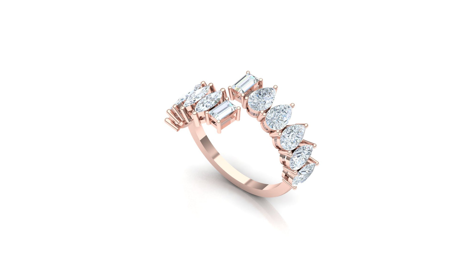 Marquise–Baguette Alternating CVD Diamond Band Ring