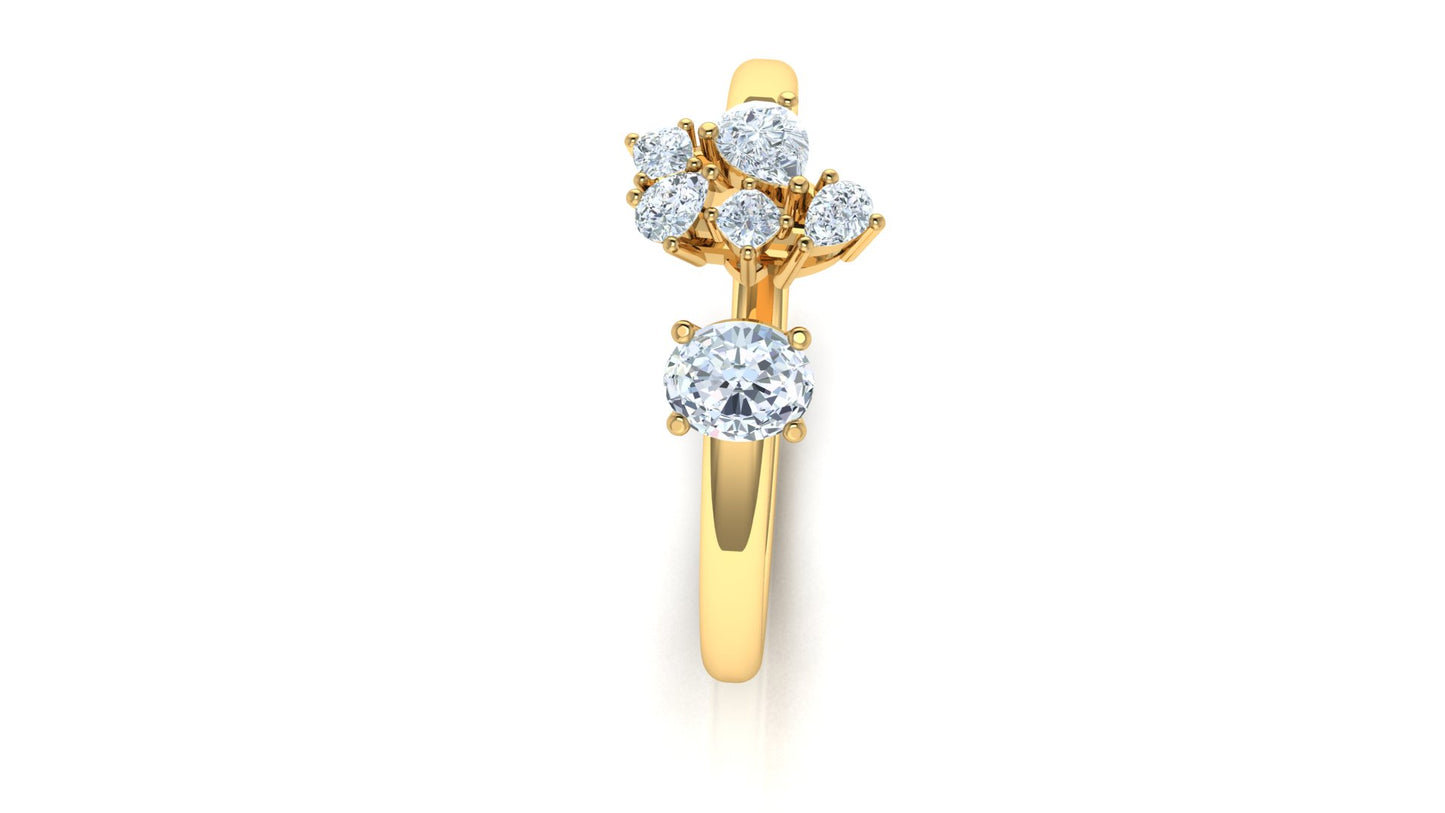 Yellow Gold Multi-Stone Diamond Bypass Ring