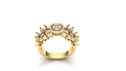 CVD Diamond Wide Chevron Cluster Ring