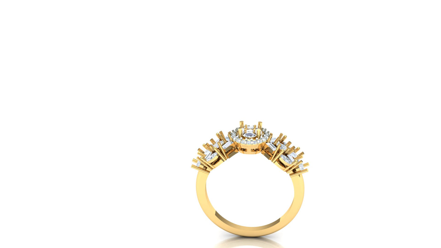CVD Diamond Wide Starburst Cluster Ring