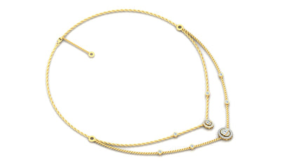 Yellow Gold Curved Bar Diamond Accent Chain