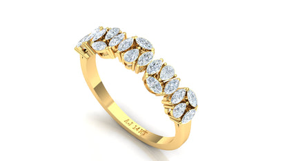Yellow Gold Scalloped Diamond Cluster Band Ring