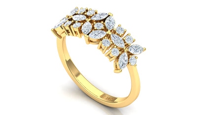 Two-Tone Starburst Diamond Cluster Ring