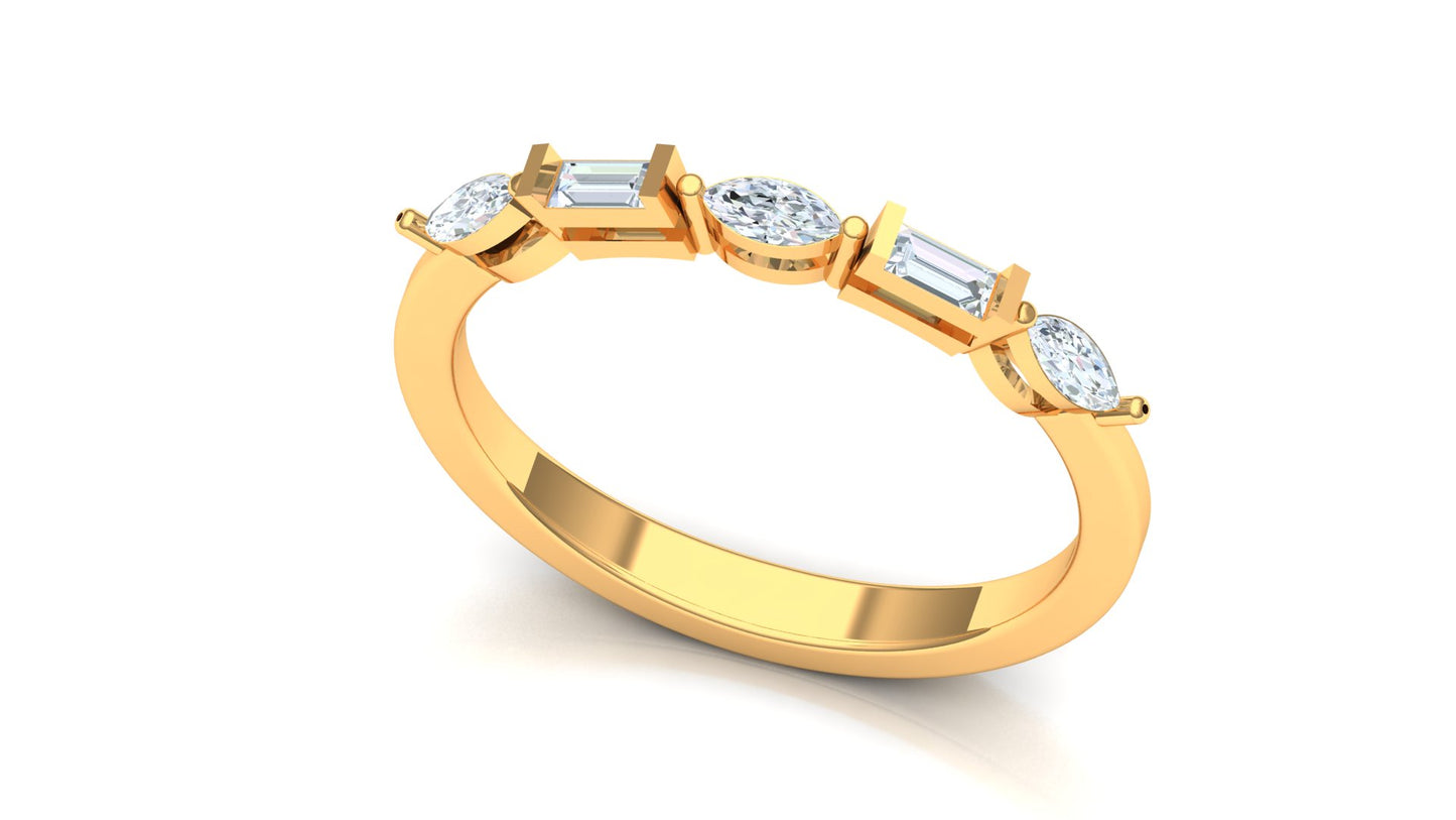 Two-Tone Five-Stone Channel Set Baguette Ring