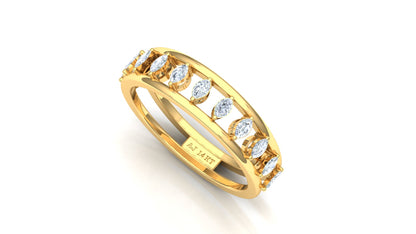 Yellow Gold Multi-Row Vertical Diamond Band