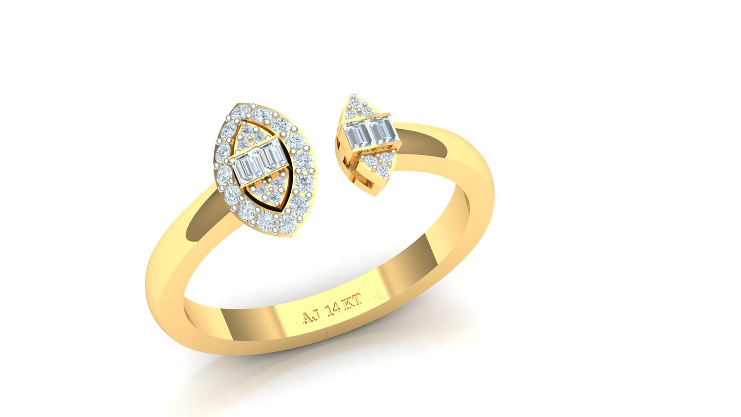 Two-Tone Open Heart Pave Diamond Ring