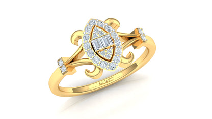 Two-Tone Star/Flower Pave Diamond Bypass Ring