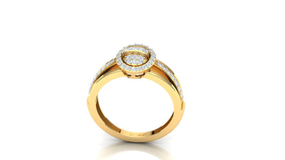 Two-Tone Interlocking Geometric Pave Diamond Ring