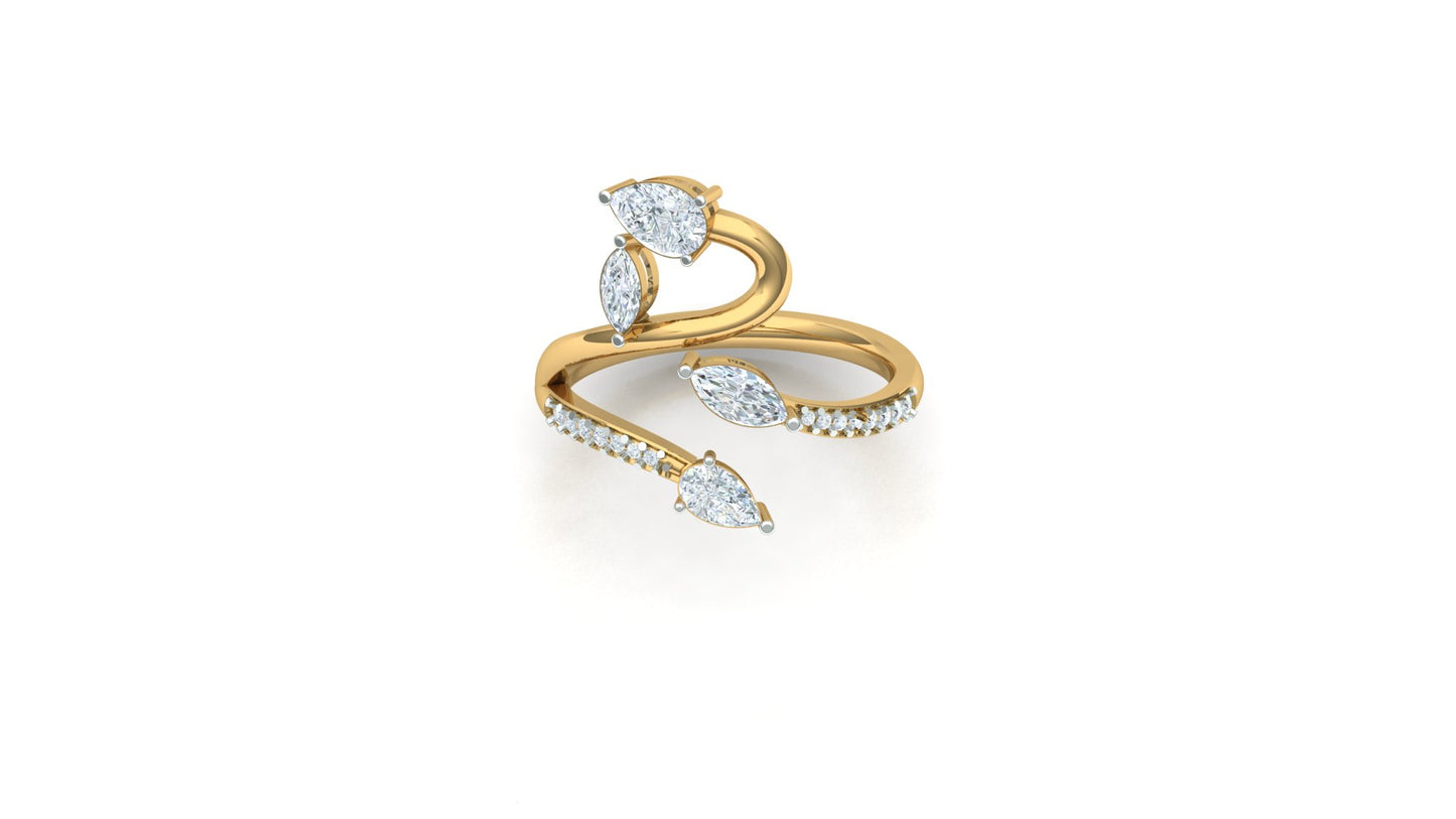 Multi-Leaf Marquise CVD Diamond Wrap Ring