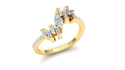 Yellow Gold Diagonal Kite Cluster Diamond Ring