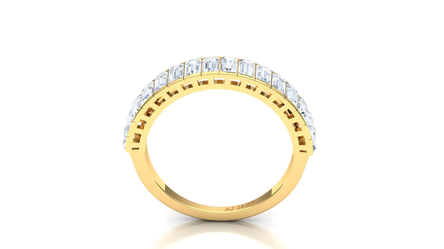 Two-Tone Baguette & Round Diamond Half-Eternity Band