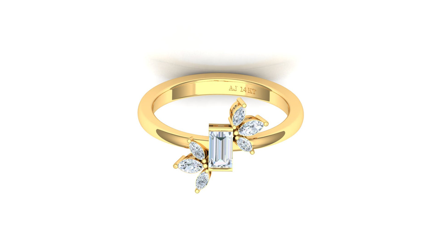 Two-Tone Marquise & Round Diamond Cluster Ring