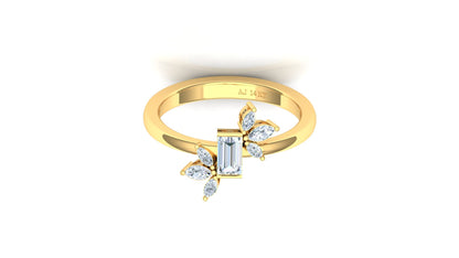 Two-Tone Marquise & Round Diamond Cluster Ring