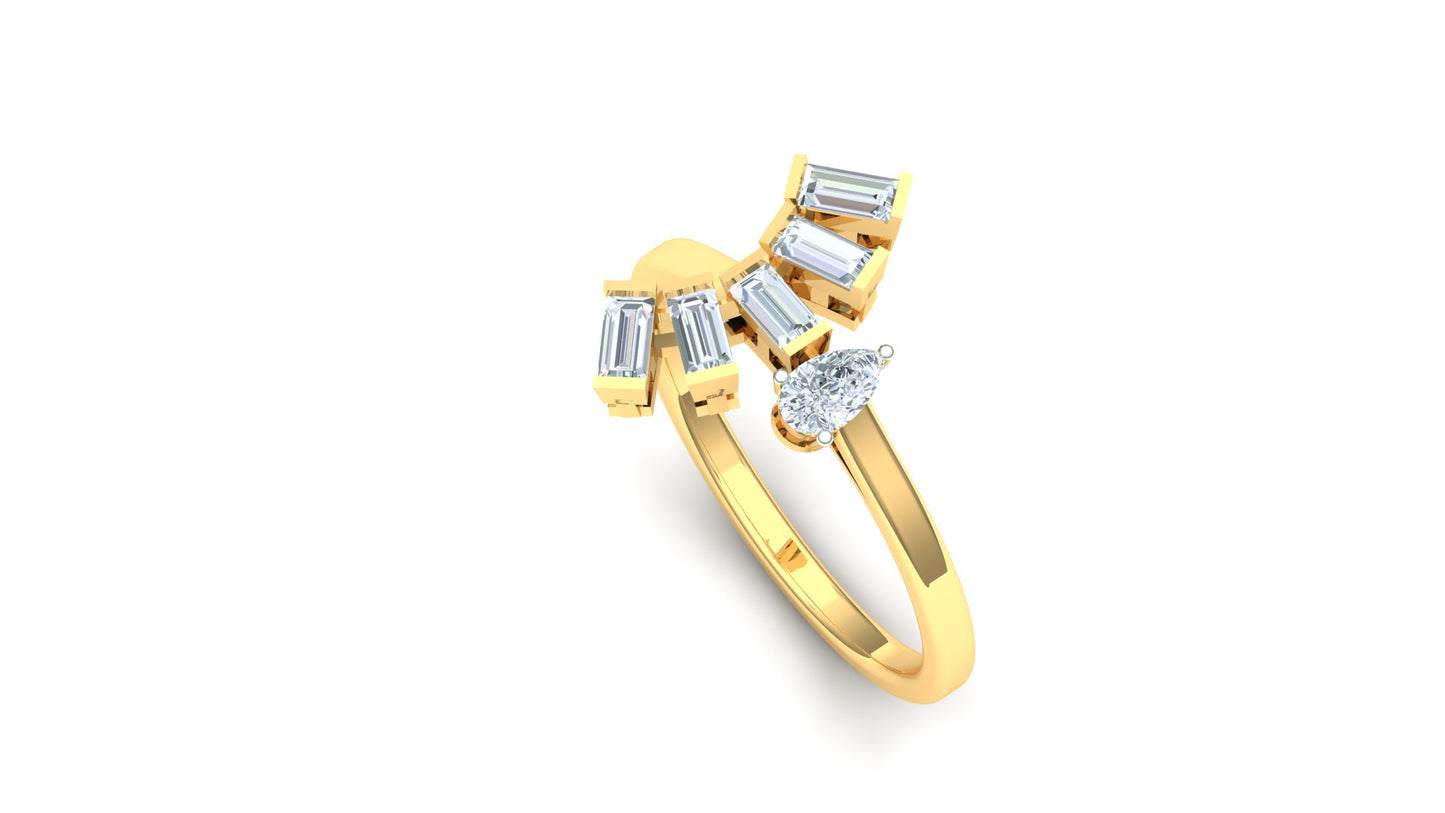 Yellow Gold Multi-Row Baguette-Style Diamond Ring