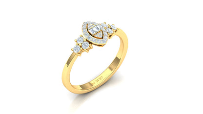 Two-Tone Tear-Drop Cluster Pave Diamond Ring