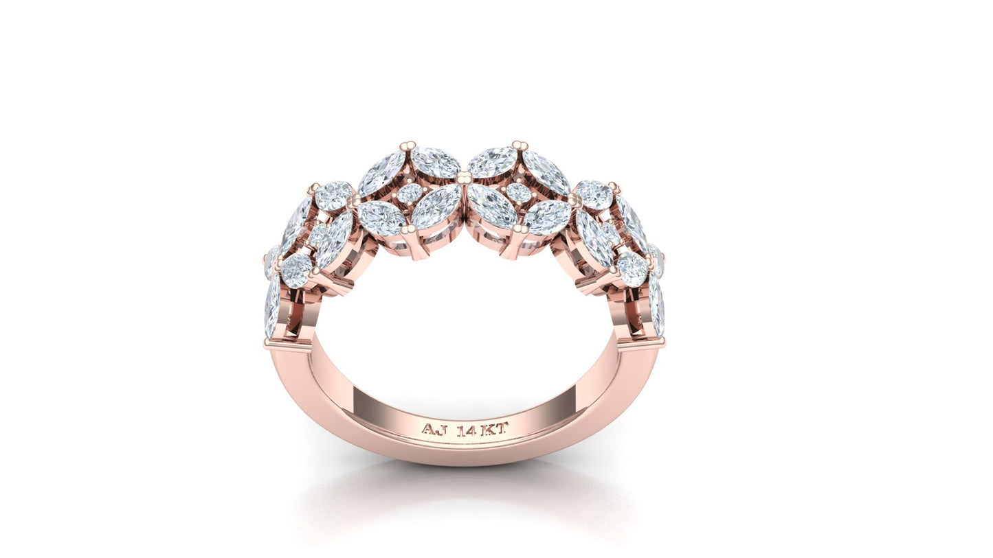 CVD Diamond Floral Cluster Ring in 18K Gold