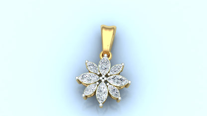 Yellow Gold and Diamond Cluster Flower Pendant