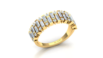 Two-Tone Multi-Row Baguette Diamond Band Ring