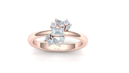 Geometric Baguette–Emerald Cluster CVD Diamond Ring