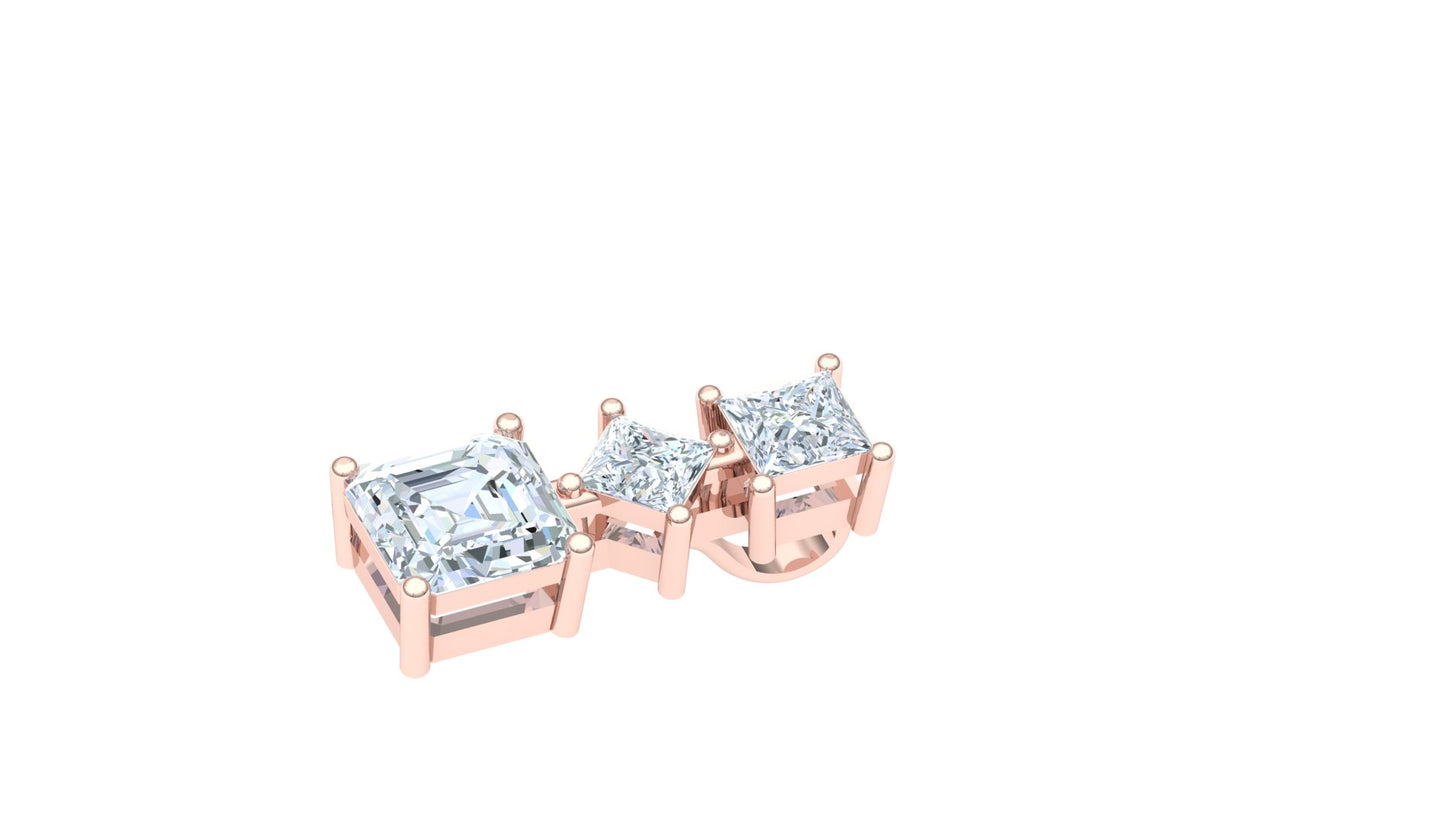 Yellow Gold Three-Stone Asscher Cut Diamond Pendant