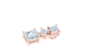 Yellow Gold Three-Stone Asscher Cut Diamond Pendant