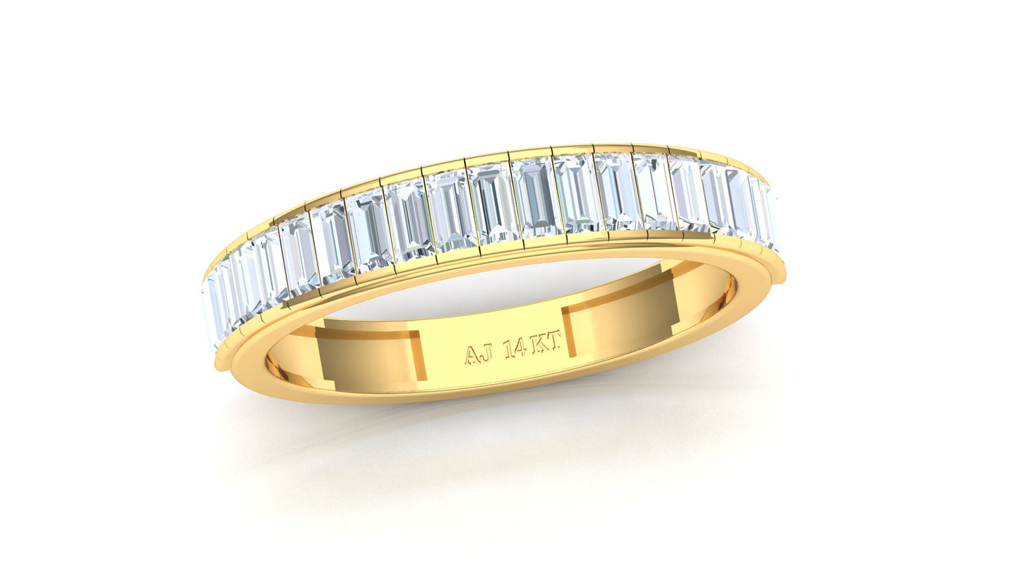 Two-Tone Horizontal Baguette Diamond Full Eternity Band