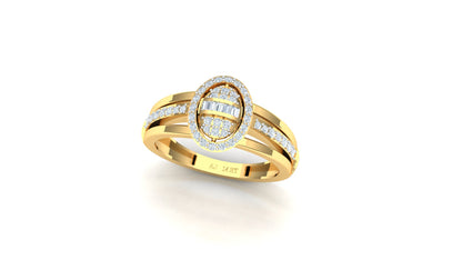 Two-Tone Interlocking Geometric Pave Diamond Ring