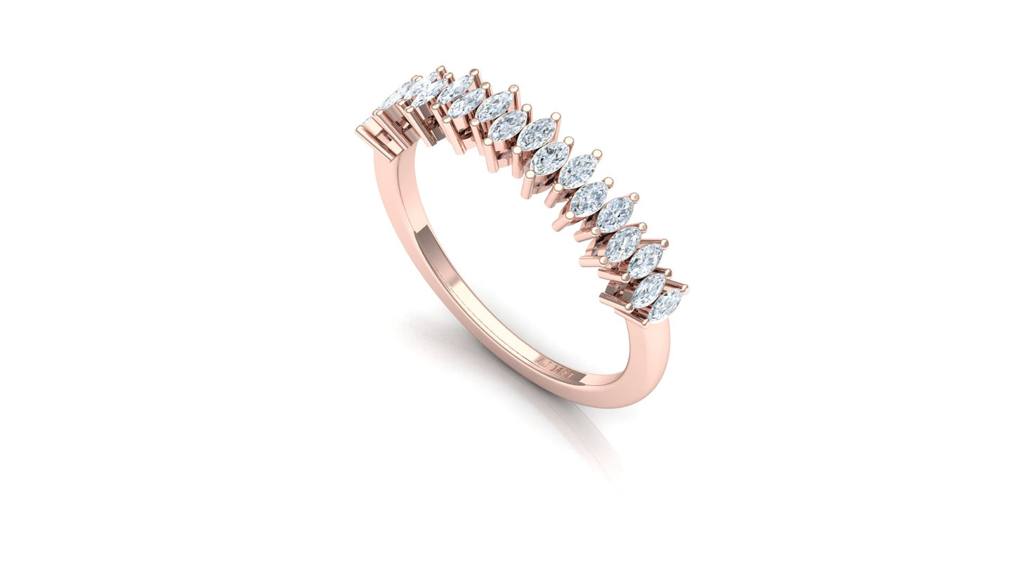 Two-Tone Marquise Diamond Half Eternity Ring