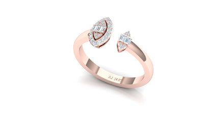Two-Tone Open Heart Pave Diamond Ring