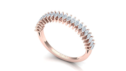 Two-Tone Pave Set V-Shape Diamond Band