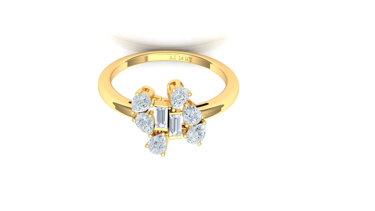 Two-Tone Multi-Baguette Cluster Diamond Ring